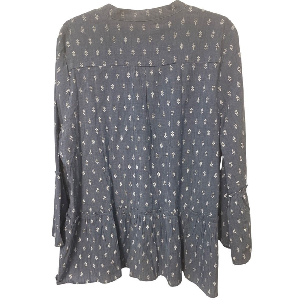 Charlie Paige Womens Boho Peasant Tunic Blouse Blue Cotton Embroidered XL - Picture 4 of 7